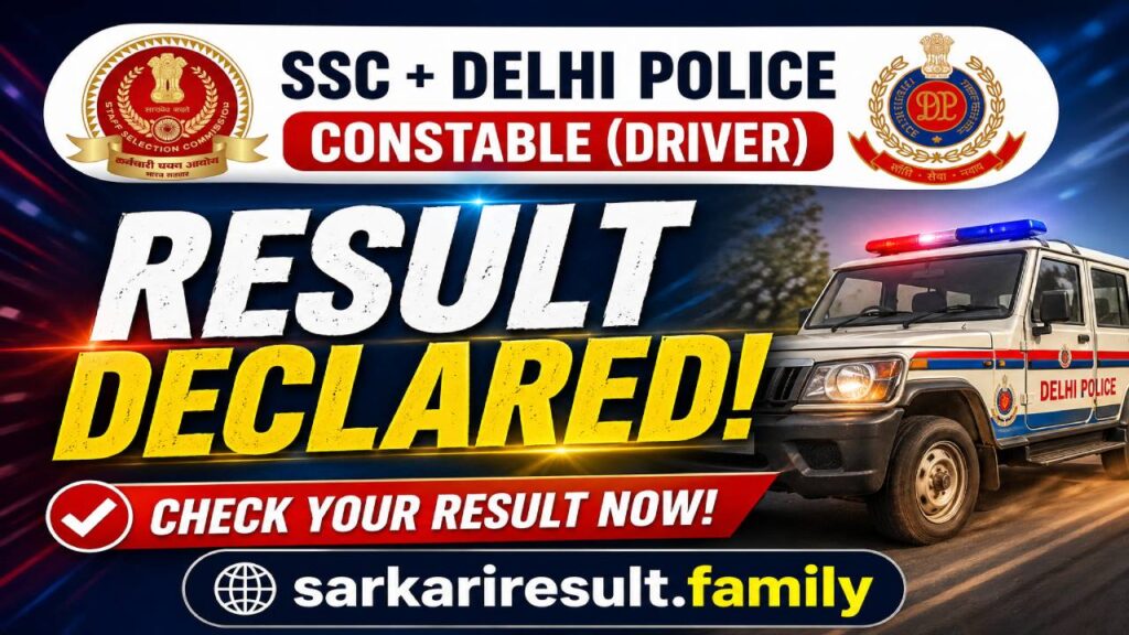 SSC Delhi Police Constable Driver result 2025 cut off marks