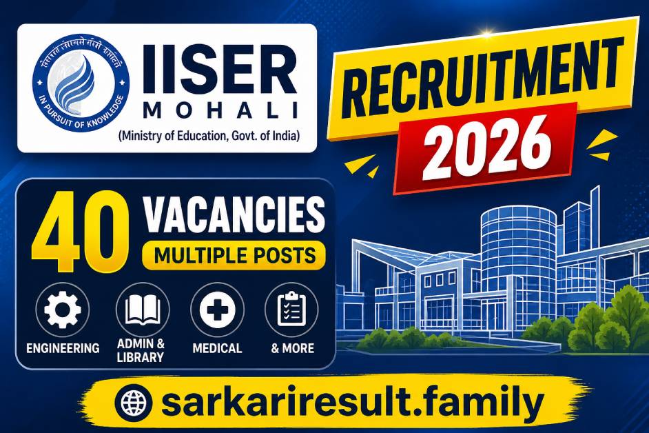 IISER Mohali non-faculty recruitment 2026 application fee exemption