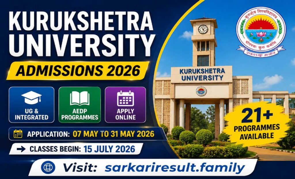 KUK UG admission category wise seat distribution 2026