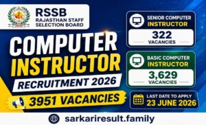 RSSB computer instructor salary after 7th pay commission level 8 vs level 10