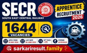 SECR Raipur Apprentice 2026 trade wise vacancy ITI eligibility