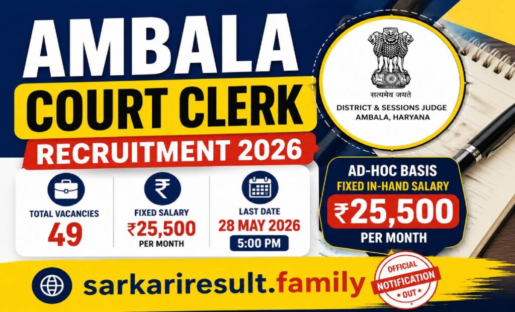 ambala court clerk salary 2026 fixed per month