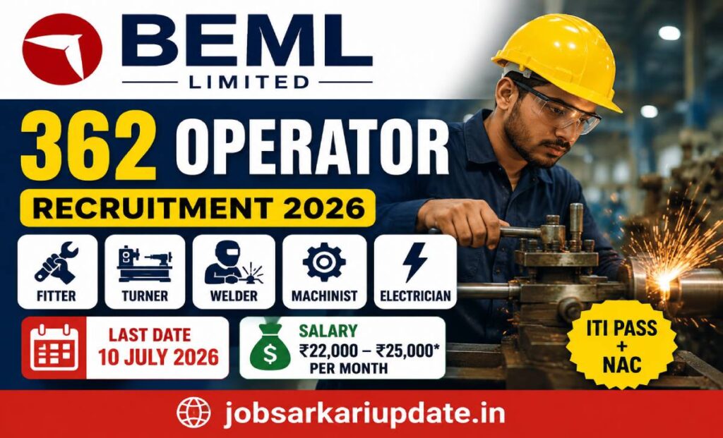 BEML Operator Recruitment 2026 salary